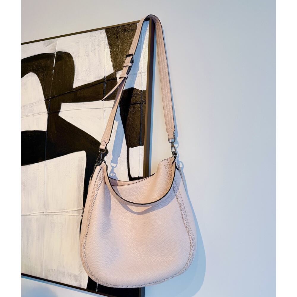 Rebecca Minkoff Whipstitch Leather Shoulder Hobo Bag, Soft Blush - Picture 4 of 13